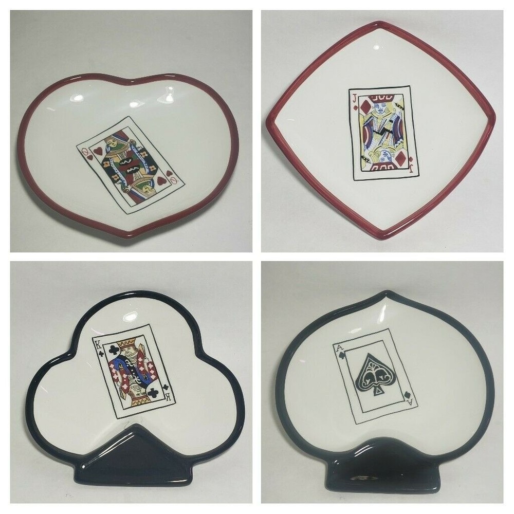 4 Formalities by Baum Bros Appetizer Plates Blackjack Playing Cards Shaped